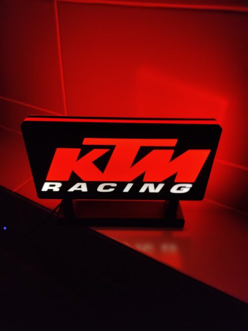 Logo LED KTM Racing 3D – Lampe LED | Veilleuse Emblème KTM, Fan Art | Idéal pour Fans et Décoration
