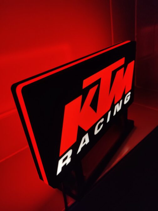 Logo LED KTM Racing 3D – Lampe LED | Veilleuse Emblème KTM, Fan Art | Idéal pour Fans et Décoration