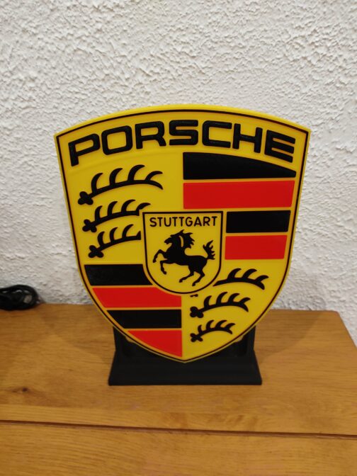 Logo LED 3D PORSCHE – Enseigne / Emblème / Lampe / Veilleuse Lumineux Fan Art