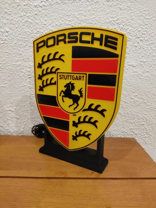 Logo LED 3D PORSCHE – Enseigne / Emblème / Lampe / Veilleuse Lumineux Fan Art
