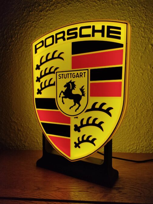 Logo LED 3D PORSCHE – Enseigne / Emblème / Lampe / Veilleuse Lumineux Fan Art