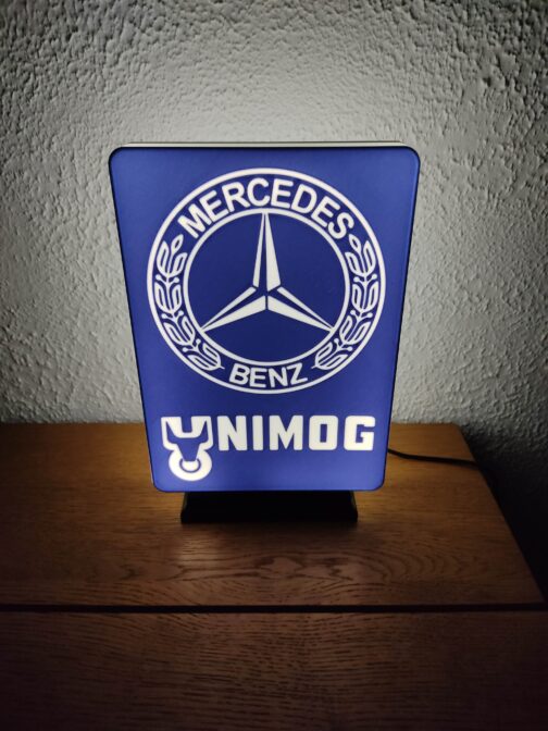 Logo LED 3D MERCEDES UNIMOG – Enseigne / Emblème / Lampe / Veilleuse Lumineux Fan Art