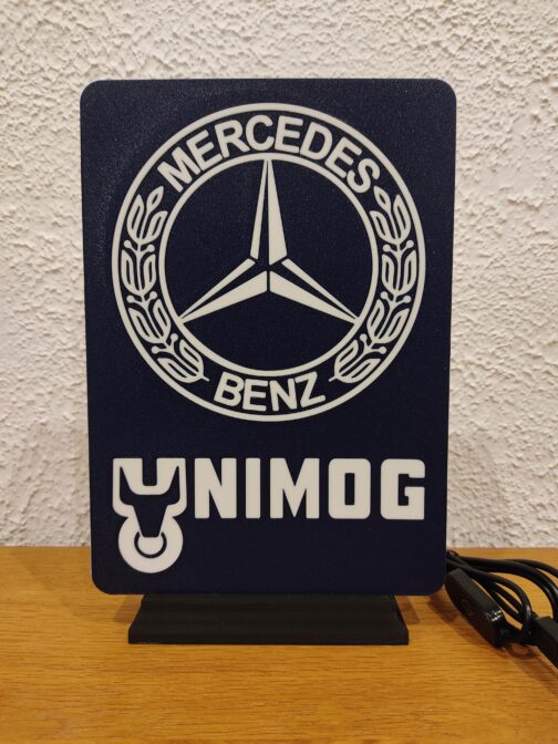 Logo LED 3D MERCEDES UNIMOG – Enseigne / Emblème / Lampe / Veilleuse Lumineux Fan Art