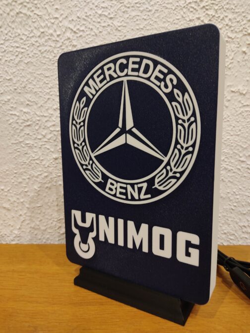 Logo LED 3D MERCEDES UNIMOG – Enseigne / Emblème / Lampe / Veilleuse Lumineux Fan Art