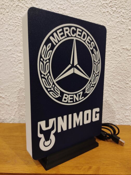 Logo LED 3D MERCEDES UNIMOG – Enseigne / Emblème / Lampe / Veilleuse Lumineux Fan Art
