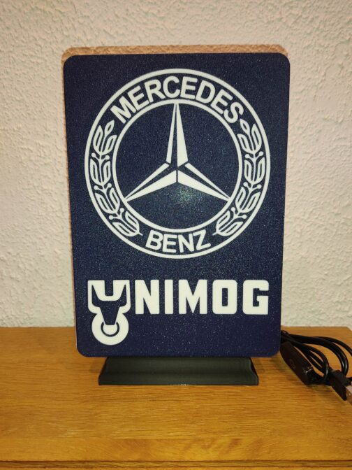 Logo LED 3D MERCEDES UNIMOG – Enseigne / Emblème / Lampe / Veilleuse Lumineux Fan Art