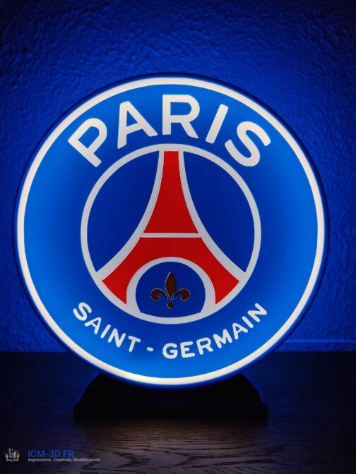 Logo LED 3D PSG - Paris Saint Germain – Enseigne / Emblème / Lampe / Veilleuse Lumineux Fan Art