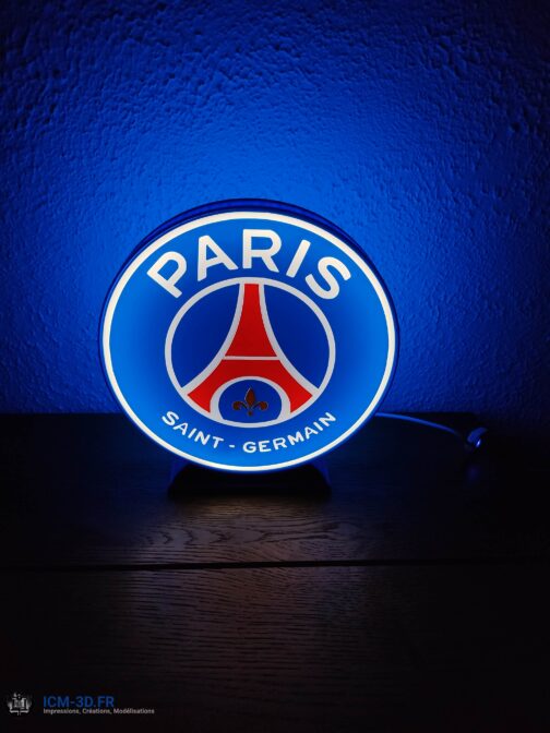 Logo LED 3D PSG - Paris Saint Germain – Enseigne / Emblème / Lampe / Veilleuse Lumineux Fan Art