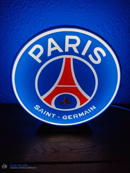 Logo LED 3D PSG - Paris Saint Germain – Enseigne / Emblème / Lampe / Veilleuse Lumineux Fan Art