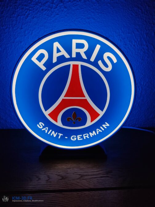 Logo LED 3D PSG - Paris Saint Germain – Enseigne / Emblème / Lampe / Veilleuse Lumineux Fan Art