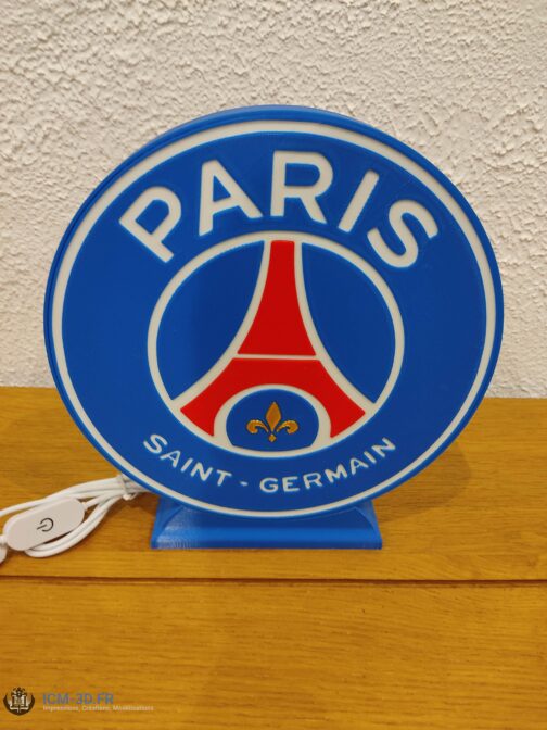 Logo LED 3D PSG - Paris Saint Germain – Enseigne / Emblème / Lampe / Veilleuse Lumineux Fan Art