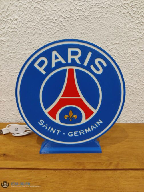 Logo LED 3D PSG - Paris Saint Germain – Enseigne / Emblème / Lampe / Veilleuse Lumineux Fan Art