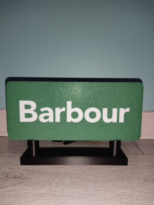 Logo LED 3D BARBOUR – Enseigne / Emblème / Lampe / Veilleuse Lumineux Fan Art