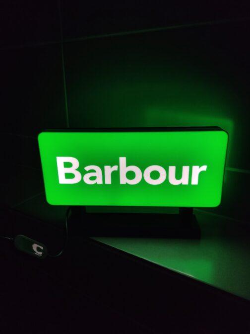 Logo LED 3D BARBOUR – Enseigne / Emblème / Lampe / Veilleuse Lumineux Fan Art